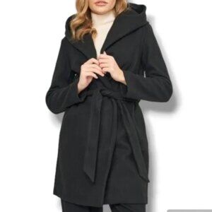 Zara Hooded Belt Coat - Black S